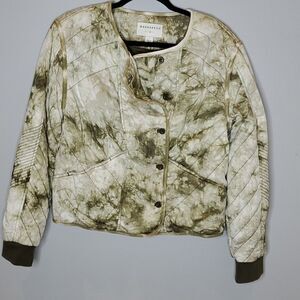 Marrakech Quilted TieDye Moto Jacket Olive Green S